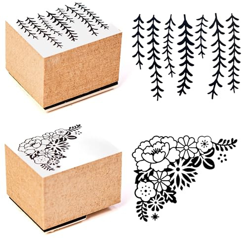 Artline Kawaii Rubber Stamp (Plant Print) Set of 2 | Wipe Clean, Non-Inked, 25x20mm Impression, Rubber Stamps for Crafting, Diary and Journal