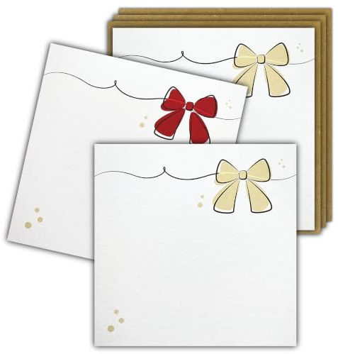 Niuvalle Biglietti di Auguri con Busta, Sostenibili, Set di 3, Serie Fiocco