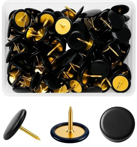 200 Schwarze Reißzwecken (2 Boxen) | Reißzwecken Für Kartenhalter, Bürobedarf, Basteln, Schwarze Stecknadeln, 20x11x2,4 cm, Packung Mit 100 Stück