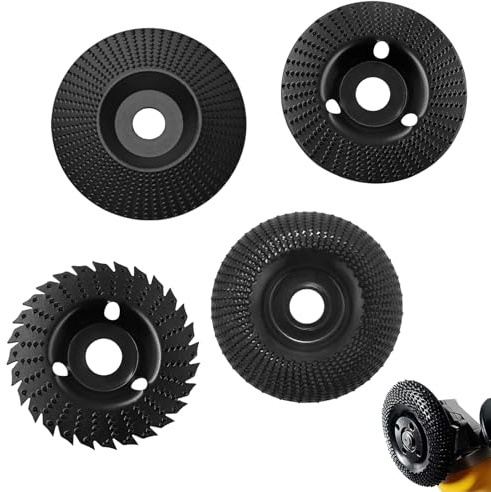 Angle Grinder Wood Carving Disc 125mm, 4PCS Wood Grinding/Sanding Disc with 22mm Arbor, Hard Carbon Steel Alloy Grinder Shaping Disc for Carving, Shaping, Polishing, Cutting (4 Pcs)