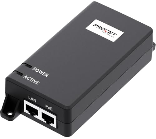 PROCET 5 Gigabit PoE-Injektor 55V 30W, konform mit IEEE 802.3AT-Standard, PoE+-Netzteil für eero PoE 6/7, UniFi U7 Pro, U6 Enterprise, Cisco WLAN-Access Point, G5/ G6 Pro, AI Pro/Turret IP-Kamera