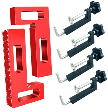 MagiDeal Serre-joints d'angle pour le travail du bois, serre-joints à angle droit, serre-joint à fixation rapide, serre-joint de positionnement, 2 Pièces Rouge Noir