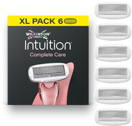 Wilkinson Sword Intuition komplett vård kvinnors rakapparat, Hydra Boost-serum, 6 reservblad