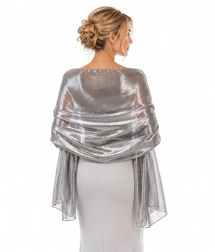 Central Chic Silky Pashmina Iridescent Wrap Stole Shawl For Weddings Bridal Bridesmaids Proms & Parties 24 Colours