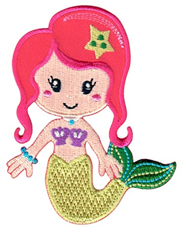 PatchMommy Meerjungfrau Aufnäher zum Aufbügeln für Kinder, 9 x 7 cm | Gesticktes Bügelbild, Patch & Applikation für Baby- und Kinderkleidung & Rucksäcke – zum Aufbügeln oder Aufnähen