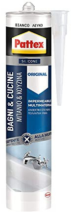 PATTEX Bagni&Cucine Original Silicone Bianco, Silicone Cucina e Bagno Resistente alla Muffa, Sigillante Impermeabile e Multimateriale, 1 Cartuccia da 280 ml