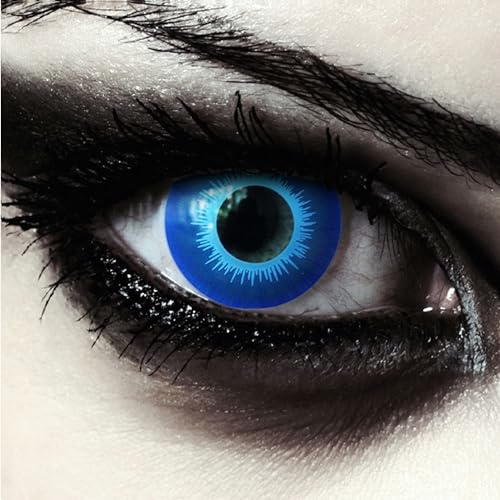 DESIGNLENSES, Eis- blaue farbige Kontaktlinsen Halloween Weißer Wanderer Kostüm Kontaktlinsen farbig, 1 Paar (2 Stück),weiche Elfen Farblinsen ohne Stärke, Blue Elfe