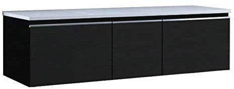 StoneArt Badmöbel Set Mineralguss Waschbecken Waschschale Aufsatzwaschbecken und Unterschrank Waschtisch Einzel- oder Doppelwaschbecken Milano ME-1600pro dunkelgrau 160cm
