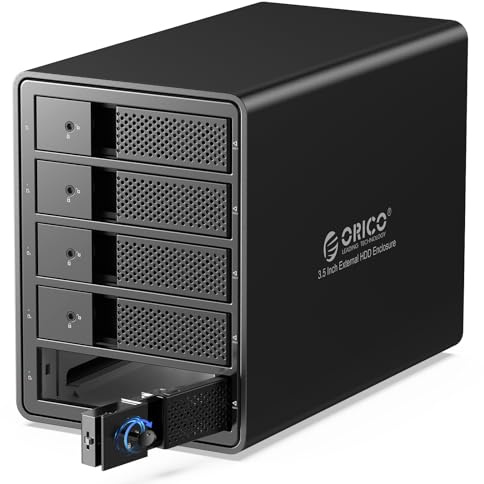 ORICO Boîtier Externe de 5 Disque Dur, USB 3.0 a SATA Aluminium Boîtier Disque Dur pour HDDs et SSDs 3,5 Pouces, 5x16TB(9558U3)