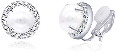 QUKE 8mm Zirkonia Kristall Ohrclips Clip auf Ohrringe Runde Nicht Gestochen Ohrstecker für Frauen Mädchen