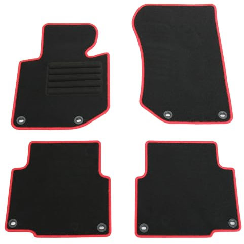 AD Tuning HG1717-ROT Fußmatten Set (4teilig) Schwarz Rot Autoteppiche Matten