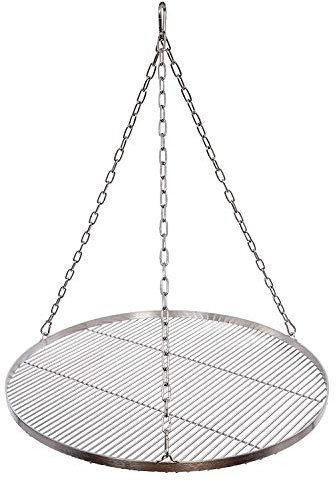 Grillrost Ø 70 cm mit Kette Edelstahl 4 mm Grillstabdicke Stababstand 10 mm für Schwenkgrill BBQ Dreibein