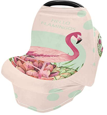 Mnsruu Hello Flamingos Stillbezug Stillschal Autositzbezüge für Babys Säugling Dehnbar Weich Atmungsaktiv Mehrzweckbezug Cover Ups, Geschenk für Jungen Mädchen