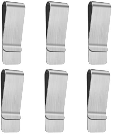 Prasacco 6 Pieces Money Clips Stainless Steel Metal Slim Cash Money Clip Silver Wallet Bill Credit Card Holder for Men and Women