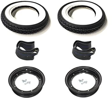 Weißwand Reifen Komplett Radsatz 3.00-10 Schwarz passend für Vespa PK 50 XL2, V50 Special, Primavera 125 ET3, PX 80 125 – Inkl. Felgen & Schläuche