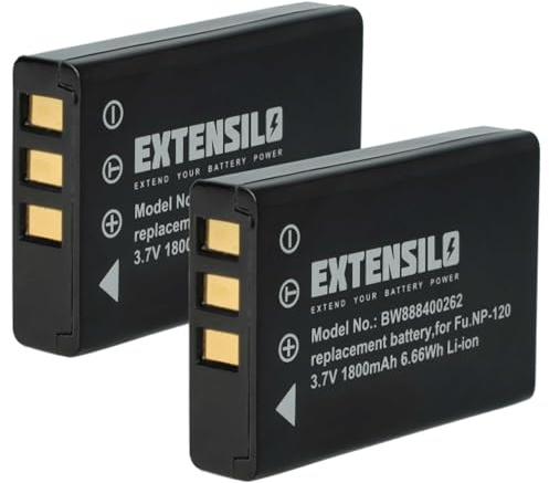 EXTENSILO 2X Akku kompatibel mit Rollei Powerflex 350 WiFi Kamera (1800 mAh, 3,7 V, Li-Ion)