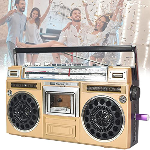 ZXSYYDS Boombox Portable, Enregistreur De Lecteur De Cassette Portable, Rétro Blueooth Boombox, Support SD/USB, Radio Radio-4 AM/FM, USB Et SD