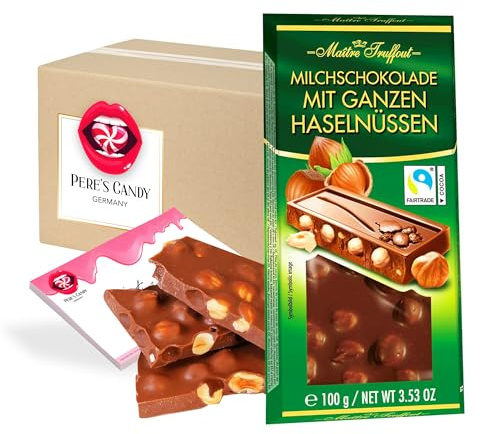 Schokolade Ganze Nuss10erPack (10 x 100g) von Pere's Candy Box mit Geschenk notepad
