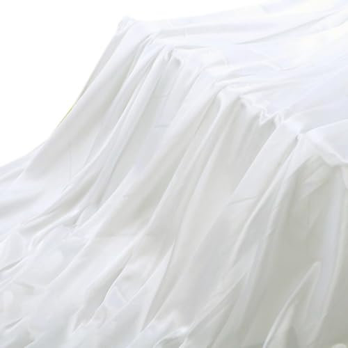 2m Satin Stoff zum Nähen Meterware,155cm Breit,Einfarbig Glanz Modestoff,universal Stoff für Nähen Basteln,Kostüm Kleid Bekleidung,Dekostoff,Gardine Vorhänge,Kleid,Weiß