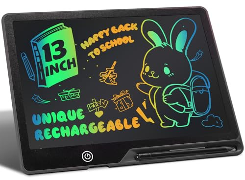 Kinayue LCD Schreibtafel Kinder Wiederaufladbare 13 Zoll Maltafel Zaubertafel Schwarz,Umweltfreundlich Lernspielzeug Schreibtablett,Weihnachten Geburtstag Geschenk für 3-12 Jahre alt Junge Mädchen