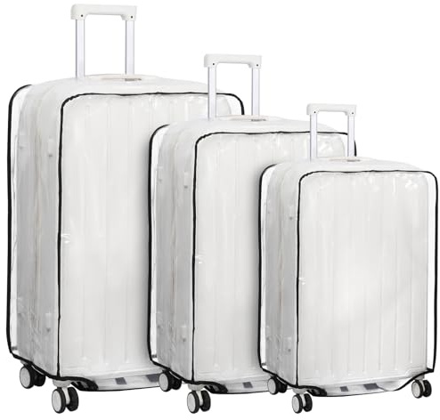 oneant 3Pcs Suitcase Cover Protectors PVC Luggage Cover for Suitcases 20/24/28 Inch Transparent Clear Suitcase Cover for Wheeled Trolley Case Home Travel Case Accessories (Clear)