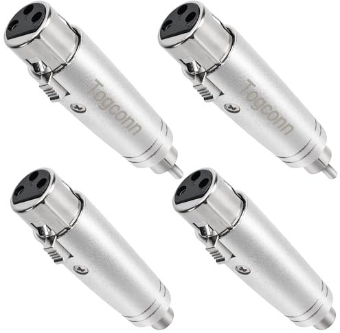 Togconn RCA to XLR Adapter 4 Pack (Pair RCA Male & Female to XLR Female)
