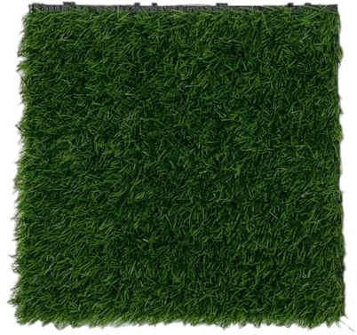 Home Hacks Composite Decking Tiles – WPC Garden Floor Tiles – Set of 11 Interlocking Wood Effect Terrace Tiles Flooring with Click System, Hot Tub Decking Board, 30 x 30cm Deck Tiles (Grass)