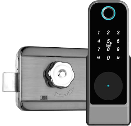 Swokely Smart Lock Keyless Entry Door Lock Anti-Theft Biometric Password Door Lock Tuya App Remote Operation Waterproof Voice Prompt WiFi Smart Lock for Outdoor Courtyard Electronic Lock