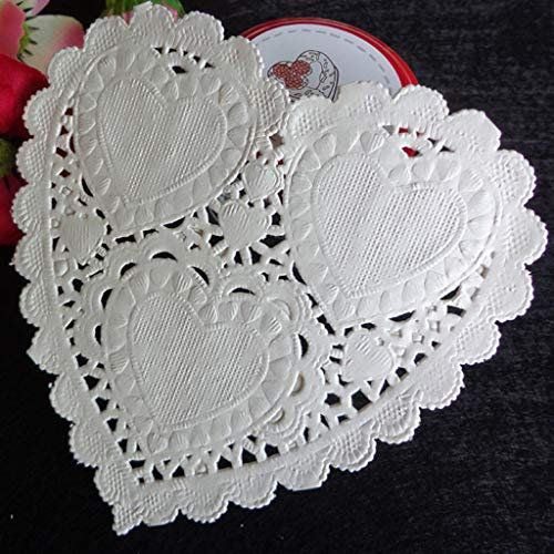 SUCHUANGUANG 100 pièces/Ensemble 4 Pouces 10 cm en Forme de Coeur Napperon en Papier Napperons Coaster Napperon Papier