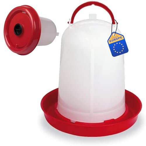 Agrarzone Hühnertränke mit Einfüllhilfe 8 Liter rot - Premium Geflügeltränke ideal für Hühner, Küken & Wachteln - Tränke Hühner Wasserspender