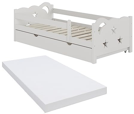 VitaliSpa Kids' bed Jessica, White, 80x160 cm with drawer and mattress