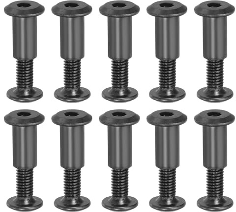 PATIKIL 20 Stück M6x16mm Sechskant Verbindungsschraube mit Hülsenschrauben Hülsenmutter, Kohlenstoffstahl Verbindungsschrauben Set für Holzbretter Schrank Möbel, Schwarz Möbelschrauben