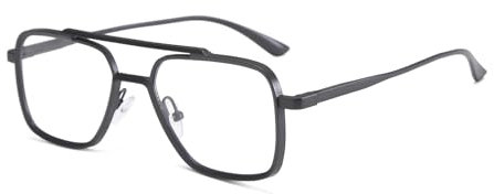 LJCZKA Lunettes Anti Lumière Bleue Rétro pour Femmes et Hommes, Monture Carrée en Métal Double Pont Filtre Bleu Anti-fatigue Oculaire Lunette de Vue pour Ordinateur (GunGray)