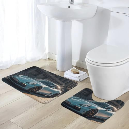 LYHVSFJW Badezimmermatte, rutschfest, saugfähig, weich, waschbar, Korallensamt, urbaner Sport, Auto, Teppich, für Badezimmer, Küche, Boden, Zuhause, Wäsche, 40 x 60 cm, 2 Stück