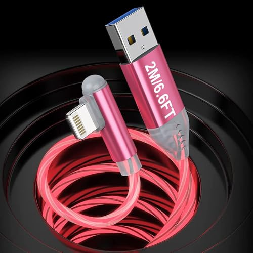 Cable de carga para iPhone luminoso con luces LED, certificado MFi Cable de carga y sincronización RGB LED rápido, adaptador de carga brillante para iPhone 14 13 12 11 Pro Max XR X XS 8 7 iPad Air 2