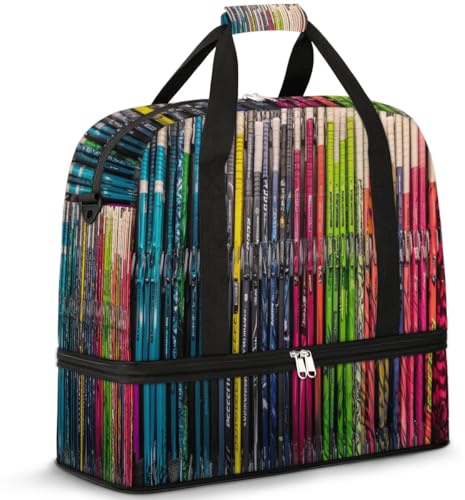 Reisetasche für Hockeyschläger für Damen und Herren, Wochenende, Übernachtung, faltbar, nass getrennt, 47 l, Tragetasche für Sport, Fitnessstudio, Yoga, farbe, 47 L, Taschen-Organizer