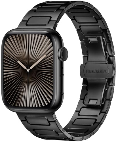 Mastten Metallarmband Kompatibel mit Apple Watch 10 Armband - 46mm 45mm 44mm 49mm 42mm iWatch Armbadn für Herren - Edelstahl Ersatzarmband für iWatch Series 11 10 9 8 7 6 5 4 3 2 1 SE Ultra, Schwarz