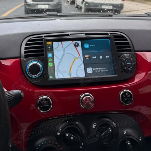 2+64GB Android Autoradio per Fiat 500 2007-2015 Wireless Carplay Android Auto, 7 Pollici Schermo Stereo con Bluetooth/WiFi/GPS/Telecamera Posteriore/FM/RDS/EQ/SWC