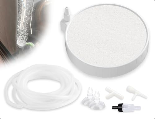 Lhbwhiz Aquarium Nano Sprudelstein,Sehr Leise Aquarium Luftausströmer,Geräuschloser Diffusor Blasen Stein mit Luftschlauch,Anschlüssen,Saugnäpfen und Rückschlagventilen(10 cm)