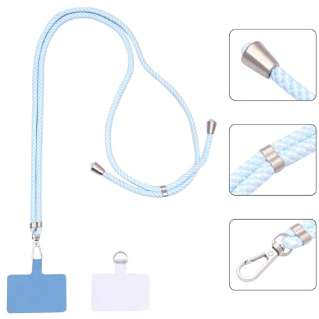 Casemania Universal Handykette - Hellblau - Verstellbare Handykette - Crossbody Trageriemen Schnur für Telefon - Lanyard Cord - Hellblau