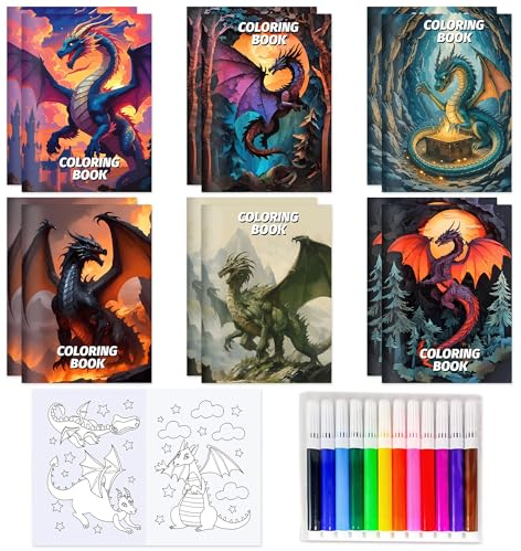12pcs Mini Coloring Malbücher Halloween Dragon Halloween Drachenbücher | 12pcs Mini Coloring Malbücher Halloween Dragon Halloween Drachenbücher Drachen Malheft Party Tüten Füllungen