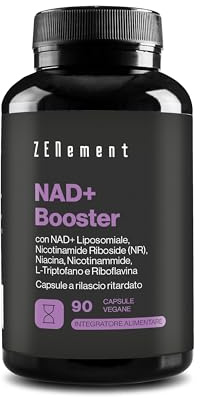 NAD+ Liposomal 500 mg y Nicotinamida Ribósido 250 mg - 90 Cápsulas Veganas | Gastrorresistentes de Liberación Retardada - con L-Triptófano, Niacina y Riboflavina - 2 al Día, 45 Días - Zenement