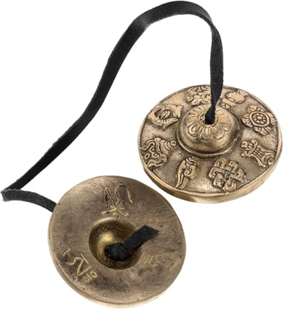 1 Paar Tibetische Tingsha Zimbeln aus Messing für Meditation | Gold, Filigrane Ausführung, für Entspannung und Klangbad, Vielseitige Nutzung Zufälliger Stil