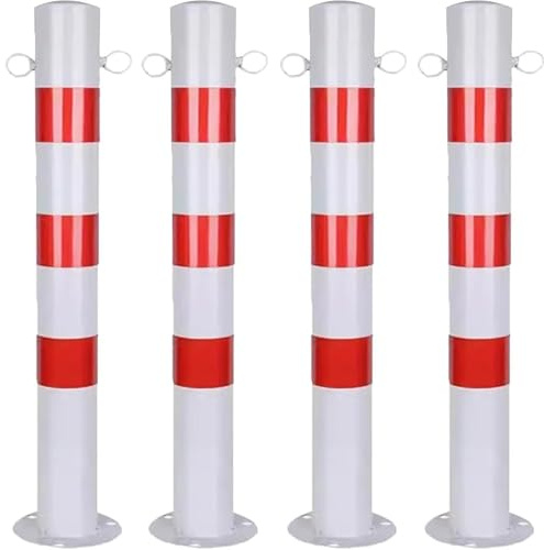 Dissuasore di sicurezza in acciaio, riflettente, per parcheggio notturno, con gancio a catena, dissuasore stradale per il controllo del traffico stradale, per parcheggio, marciapiedi, comunità, rosso