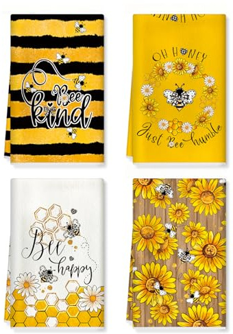 Arquiel Bienen Geschirrtücher Baumwollanteil 4er-Set 42 x 70 cm