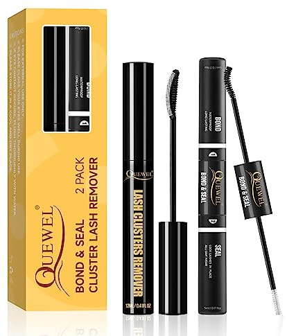 QUEWEL Lash Bond and Seal with 12ml Lash Remover Kit | Waterproof Strong Hold Cluster Lashes Glue for DIY Eyelash Extensions (glue+remover)