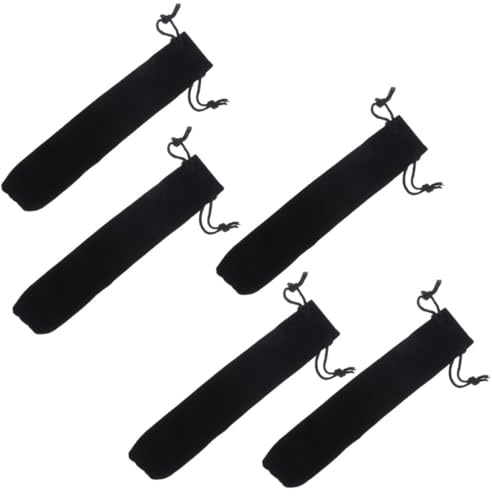 OHPHCALL Astuccio per Penne 3x16 Cm Chiusura a Cordoncino in Velluto Nero Set 5 Pezzi Custodia Compatta applicabile per Ragazzo Ragazza e Scuola