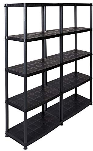 PRA Super-Deal: 2 Kunststoffregale mit je 5 Böden und Einer Traglast von 150 kg (gesamt 300 kg), teilbar durch modularen Aufbau sowie zusätzlichen Kappen und Füße
