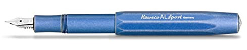 Kaweco AL SPORT Füllhalter Stonewashed Blue I Premium Füllfederhalter Füllhalter für Tintenpatronen mit hochwertiger Stahlfeder I Füllfederhalter 13 cm I Füller in Blau I Federbreite: B (Breit)