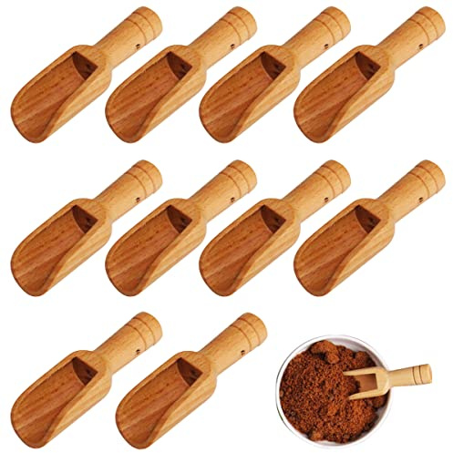 Kochutensilien Holz 10 Stücke Mini Holz-Salzlöffel Gewürzschaufel Gewürzlöffel Teelöffel Salzlöffel Kaffeelöffel Messlöffel Gewürze Mehl Pulver Milchpulver Schaufel Küchenutensilien